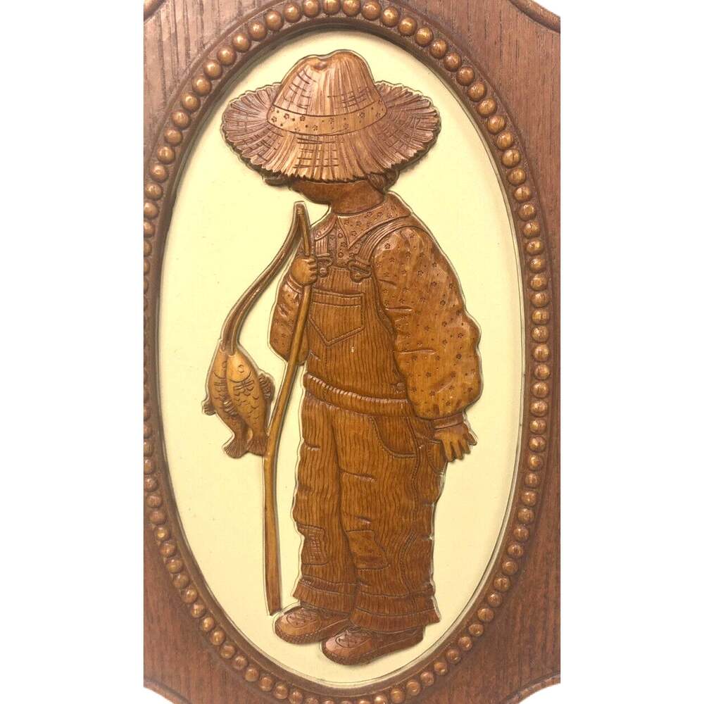 Vintage American Greeting Robby Hobbie Hobby 1970s 3D Wall Hanging 15" Fishing